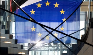 Eu flag inside a spiral - European Parliament