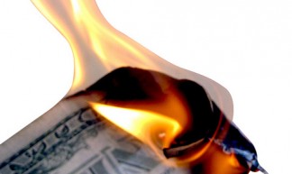 Burning Money Isolated on White - Images Money