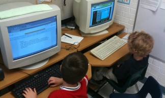 Working on the computer in Maria Knee's kindergarten classroom - Wesley Fryer