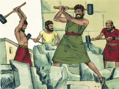 In opdracht van Hizkia worden godenbeelden stukgeslagen. Bron: http://www.freebibleimages.org/illustrations/hezekiah-assyrians/