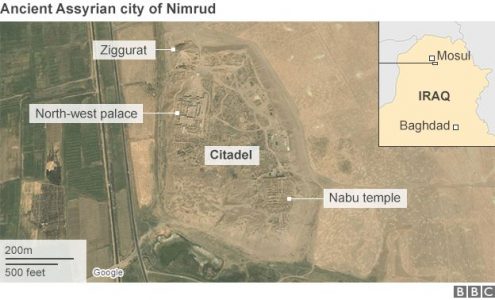 Luchtfoto van Nimrud in betere tijden. Bron: http://www.bbc.com/news/world-middle-east-37992394