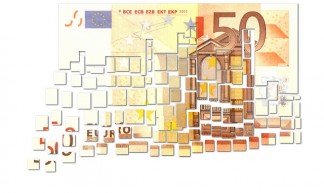 Cut Fifty Euro Note - Floating Away in Small Pieces - € - photosteve101