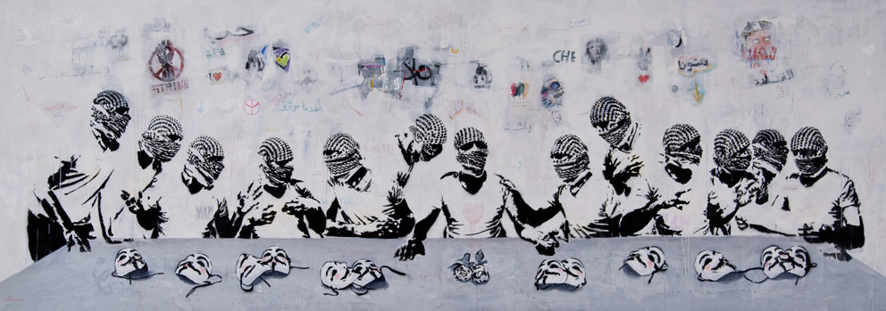 © Oussama Diab - New Last Supper 195 X 600 cm Mixed Media on Canvas 2014