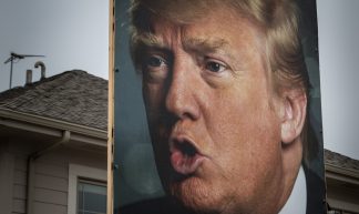 Donald Trump Backyard Portrait Sign - West Des Moines, Iowa - Tony Webster