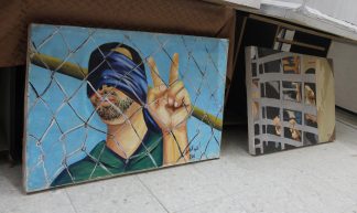 Prisoners' art exhibit at the Palestinian Ministry of Detainees' and Ex-detainees' Affairs in Gaza - Joe Catron