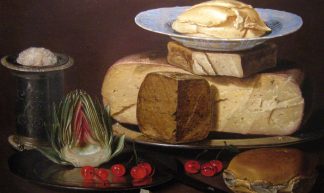 Still Life with Cheeses, Artichoke, and Cherries - Beesnest McClain