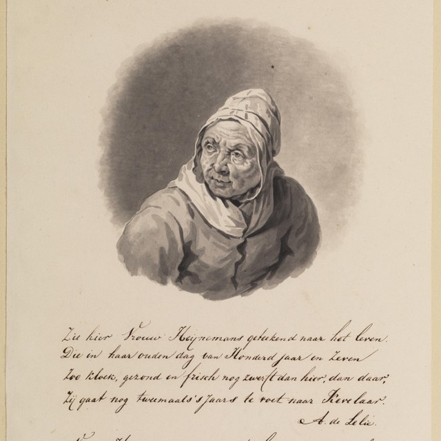 © Teylers Museum Pieter de Goeje - Portret van Lijsje Pieter Ruiter (ca. 1697-1804) op 107-jarige leeftijd 