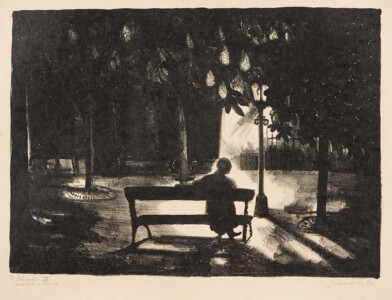 Jeanne Bieruma Oosting - Méditation triste (serie Les solitudes 1934) lithografie - collectie Museum Belvedere - schenking particulier
