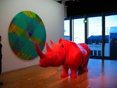 Flickr CC BY 2.0 Bogdan Migulski Red Rhino in the Pompidou Centre