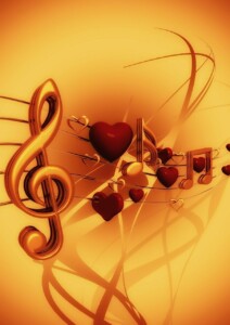 Muzieknoten met hartjes
