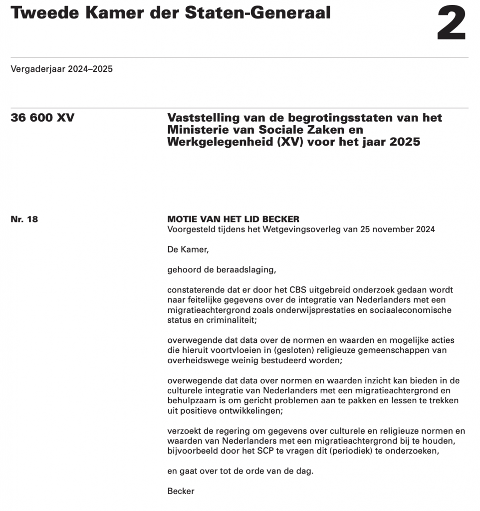 Afbeelding pdf motie Becker (zie eerste link artikel)